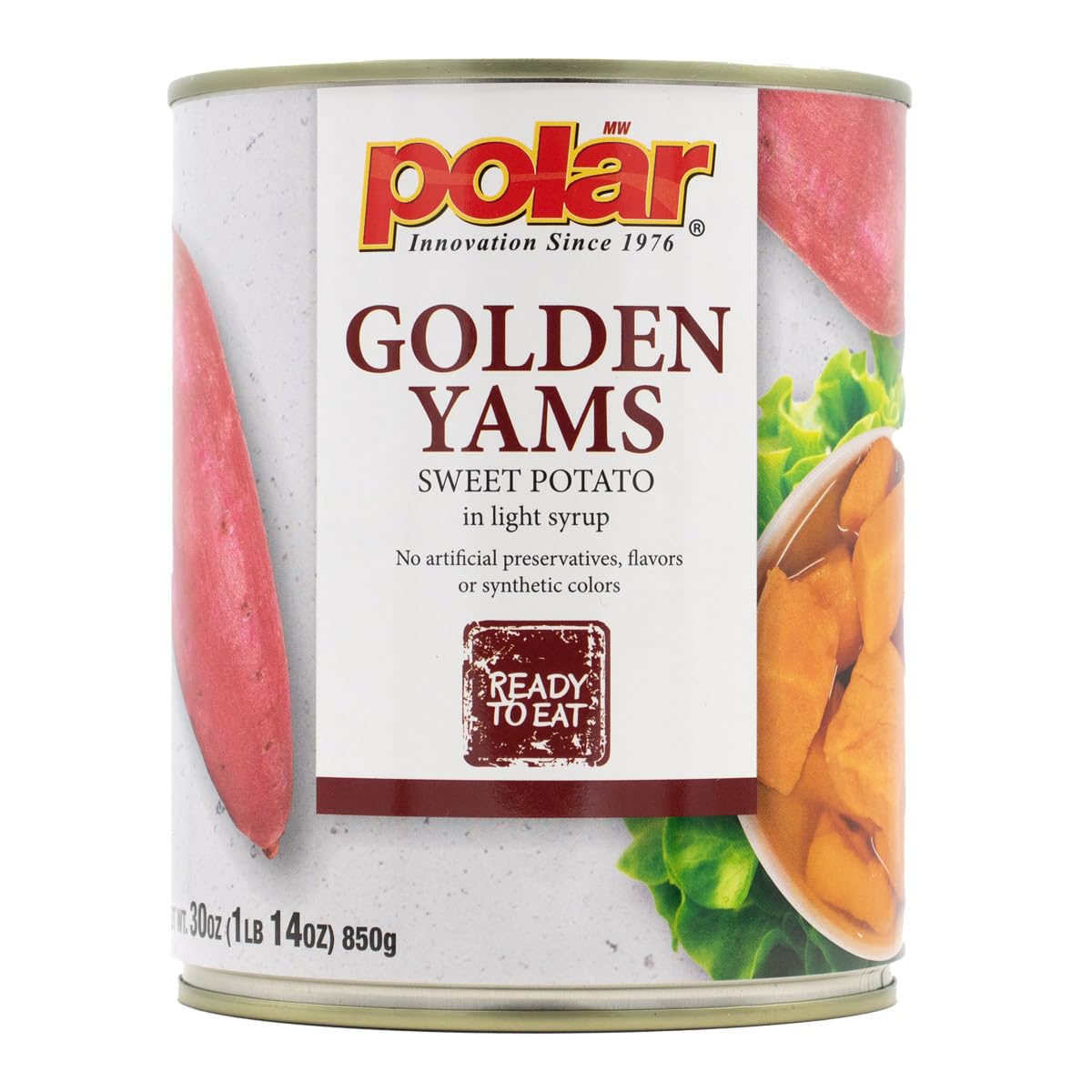 MW Polar Golden Yams Sweet Potatoes in Light Syrup, 30oz Can - Natural, Tender, Ready-to-Eat