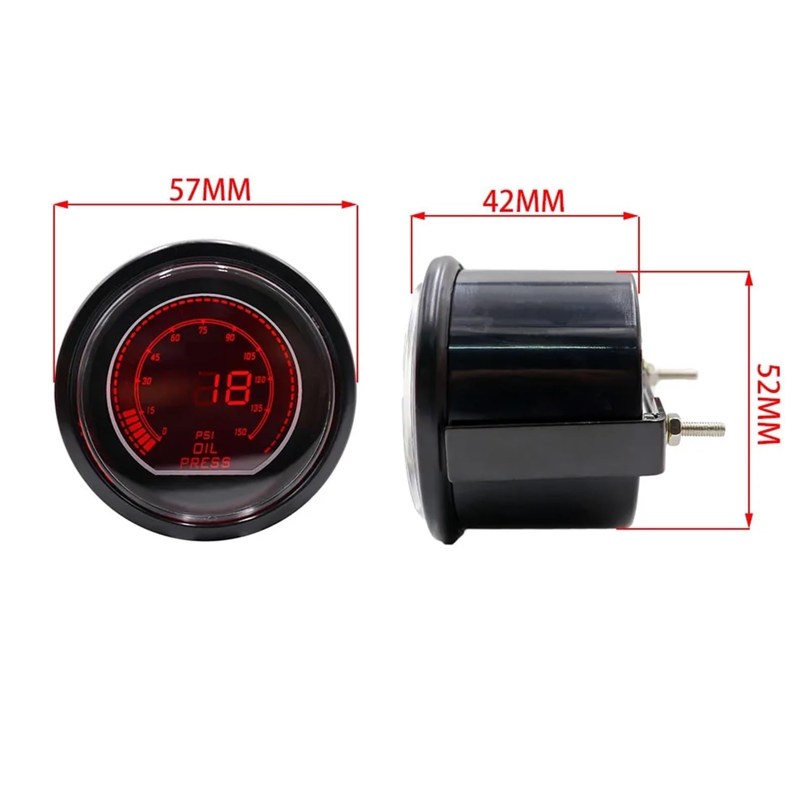 Medidor de presión de aceite de coche de 52mm y 2 pulgadas, indicador de presión de aceite Led rojo/azul de 0-150PSI con Sensor/medidor de coche