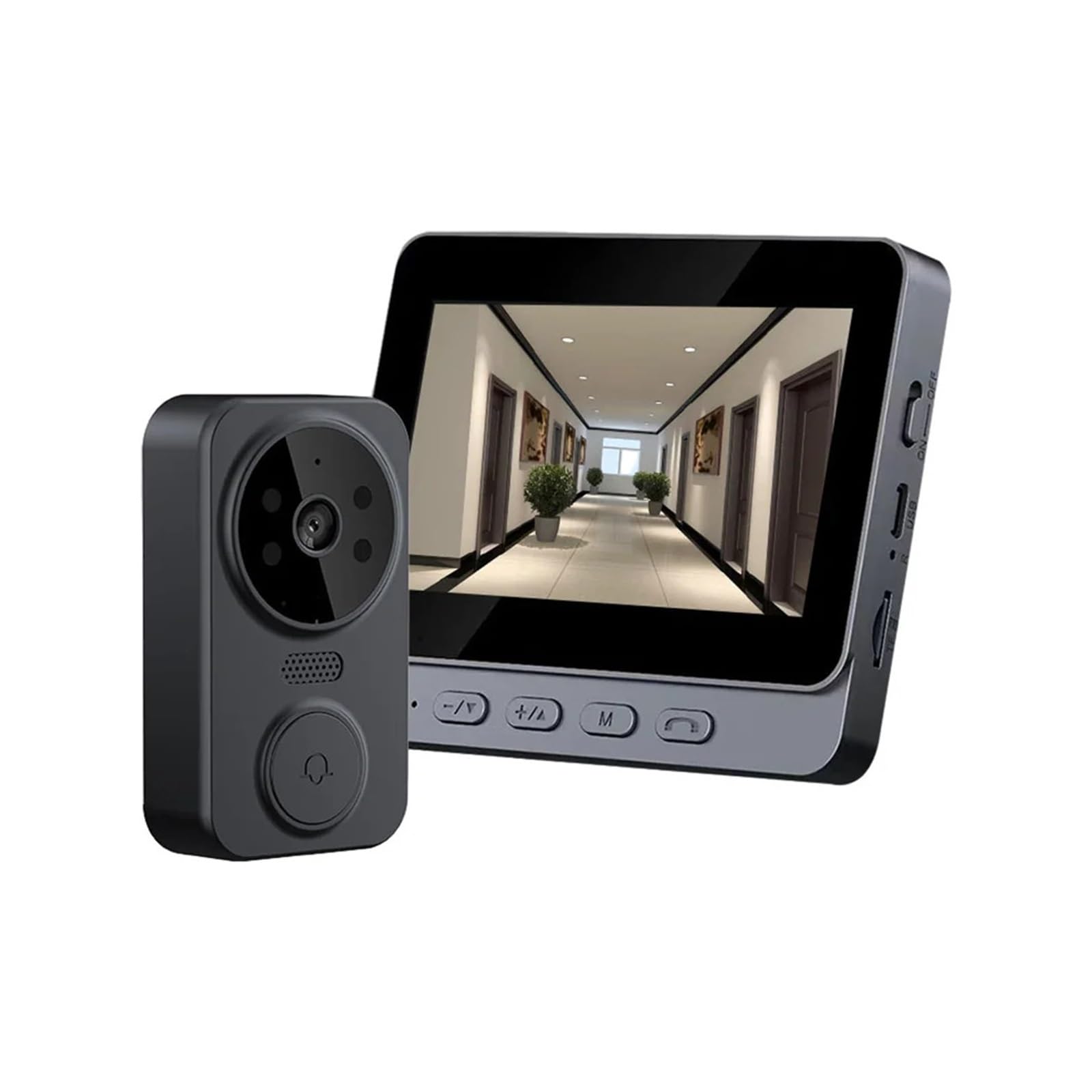 Video Doorbell Citofono visivo wireless con schermo IPS, citofono bidirezionale con monitoraggio video ad alta definizione intellinte,Rilevamento del Movimento Umano(M12 Video Doorbell)
