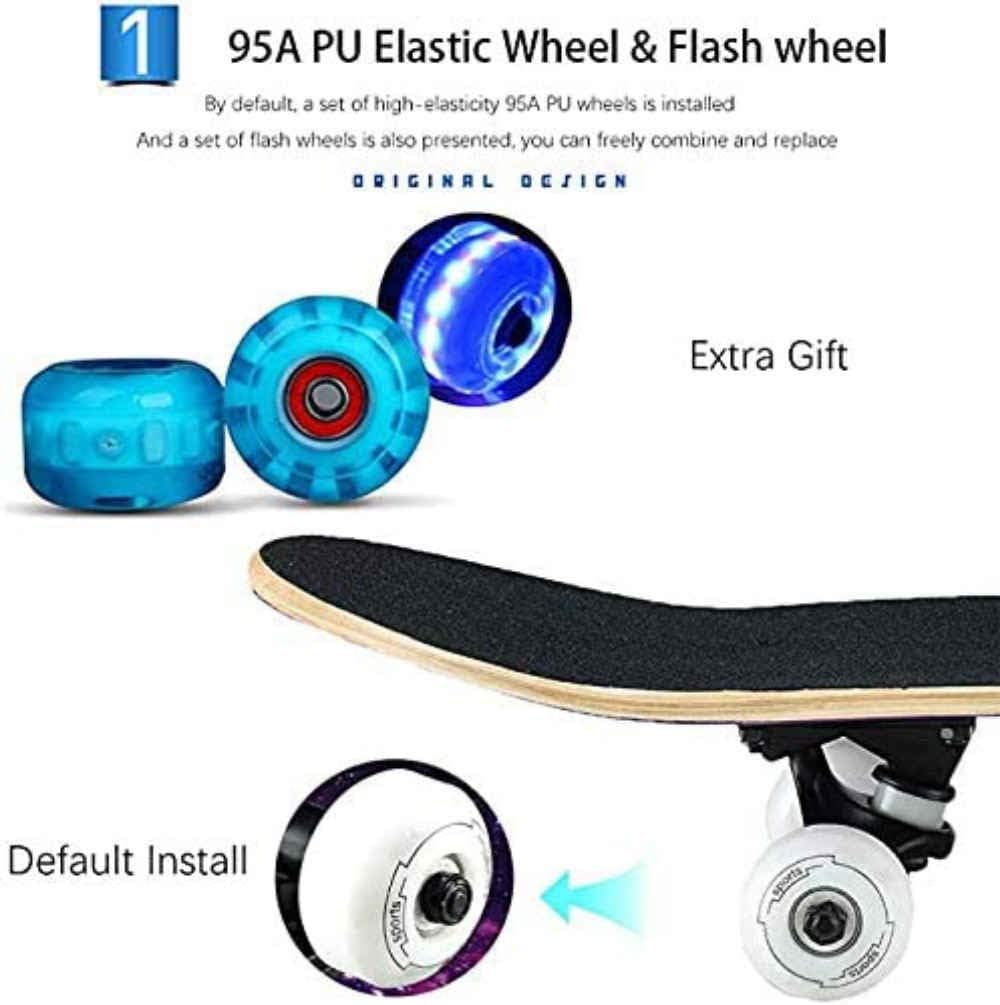Skateboard Complete PRO 31x 8 Inch, Trick Skateboards Deck Cruiser Beginners Longboard, Adult Boys Also Girls Skateboard,Style B