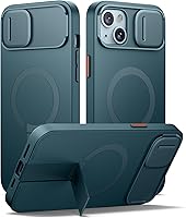 Vista 30 de SURITCH Funda para iPhone 14 Pro Max con cubierta magnética para cámara deslizante y soporte ajustable, compatible con MagSafe, funda protectora