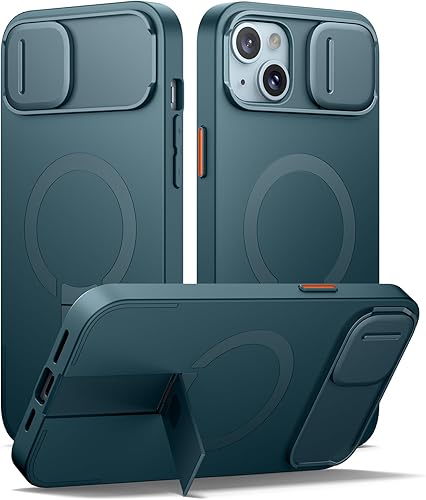 Miniatura 30 de SURITCH Funda para iPhone 14 Pro Max con cubierta magnética para cámara deslizante y soporte ajustable, compatible con MagSafe, funda protectora