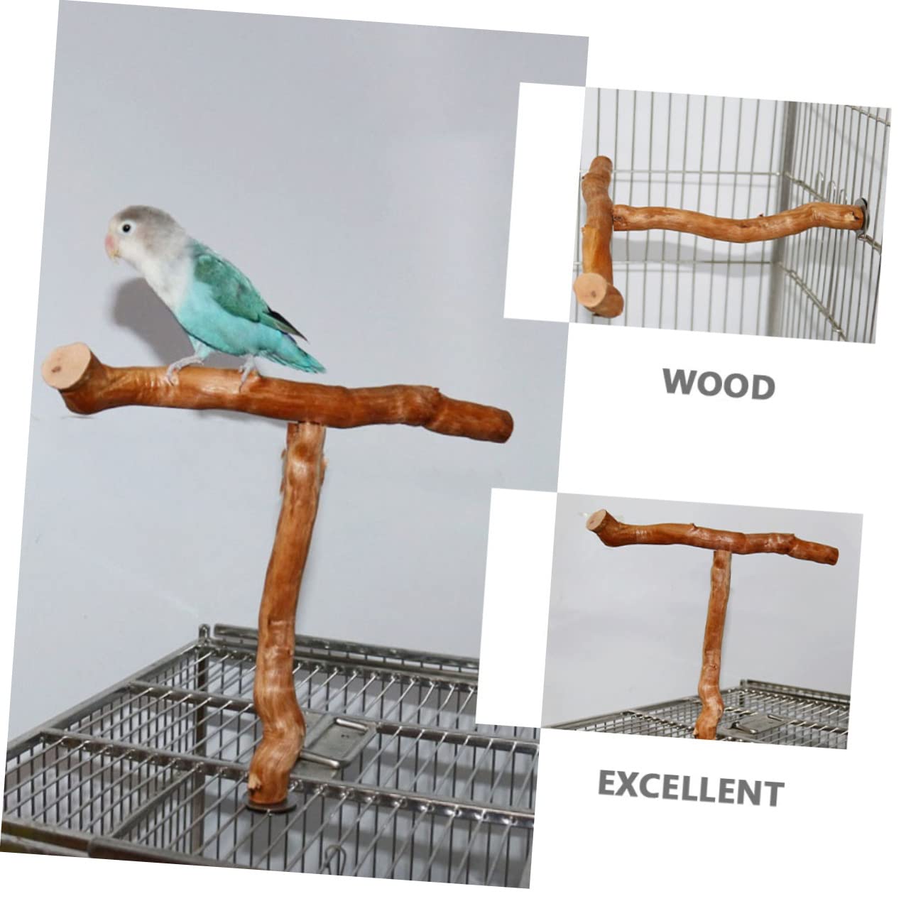 BESPORTBLE 3pezzi Trespolo t per Pappagalli e Cockatiel Gioco Resistente all Usura Accessorio per Uccelli da Masticare per Gabbie Sostegno Naturale e Sicuro per Tuo Volatile