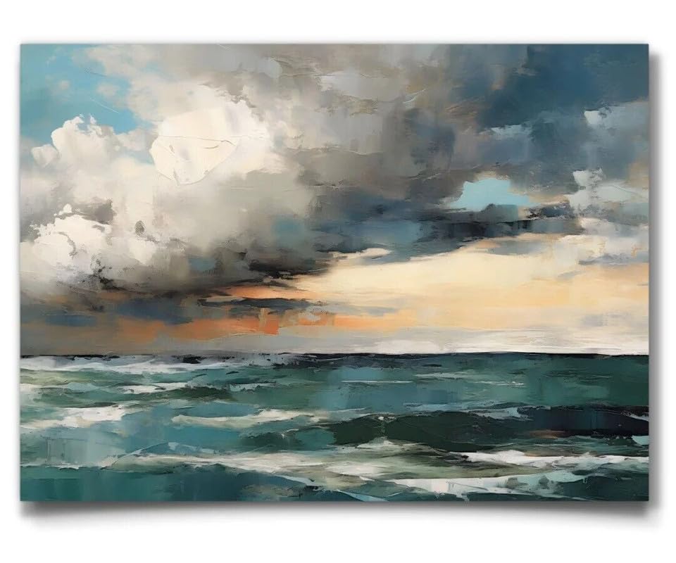 Poster ocean abstrait grand format A0 affiche tempête moderne décoration murale