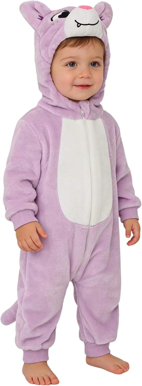 Moily Unisex Baby Animal Costume Toddler Hooded Romper Jumpsuit with Tail Halloween Cosplay Outfits