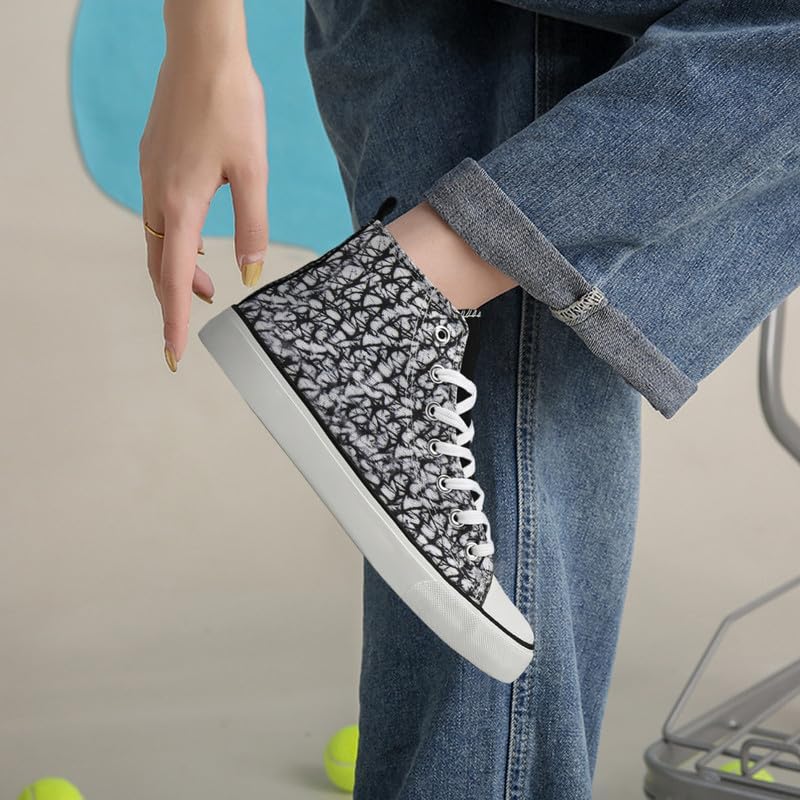 Canvas High Top Sneakers for Women Men Classic Lace Up Canvas Shoes Womens Mens Fashion High Top Sneakers Casual Tennis Walking Shoes - Image 2