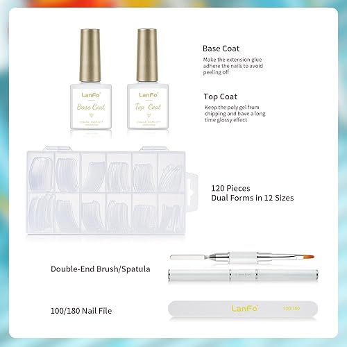 Miniatura 6 de LanFo - Kit de uñas de gel de extensión de uñas de 6 colores kit profesional de mejora de uñas juego de uñas de gel acrílico con solución deslizante