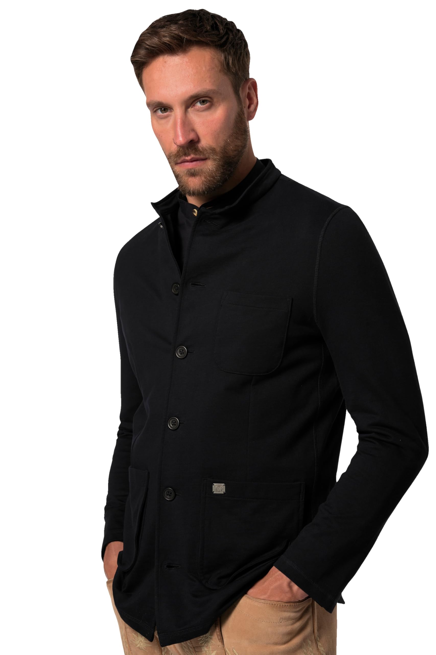 JP 1880 Herren große Größen Übergrößen Menswear L-8XL Trachtenjanker, FLEXNAMIC®, Trachten, Sweat, Stehkragen, Print 831320