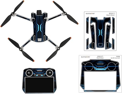 Miniatura 8 de Mini 3 Pro Skin Decal para DJI Mini 3 Pro Camera Drone Quadcopter Body Arm RC Control Remoto Juego completo de calcomanías (fibra de carbono negro)