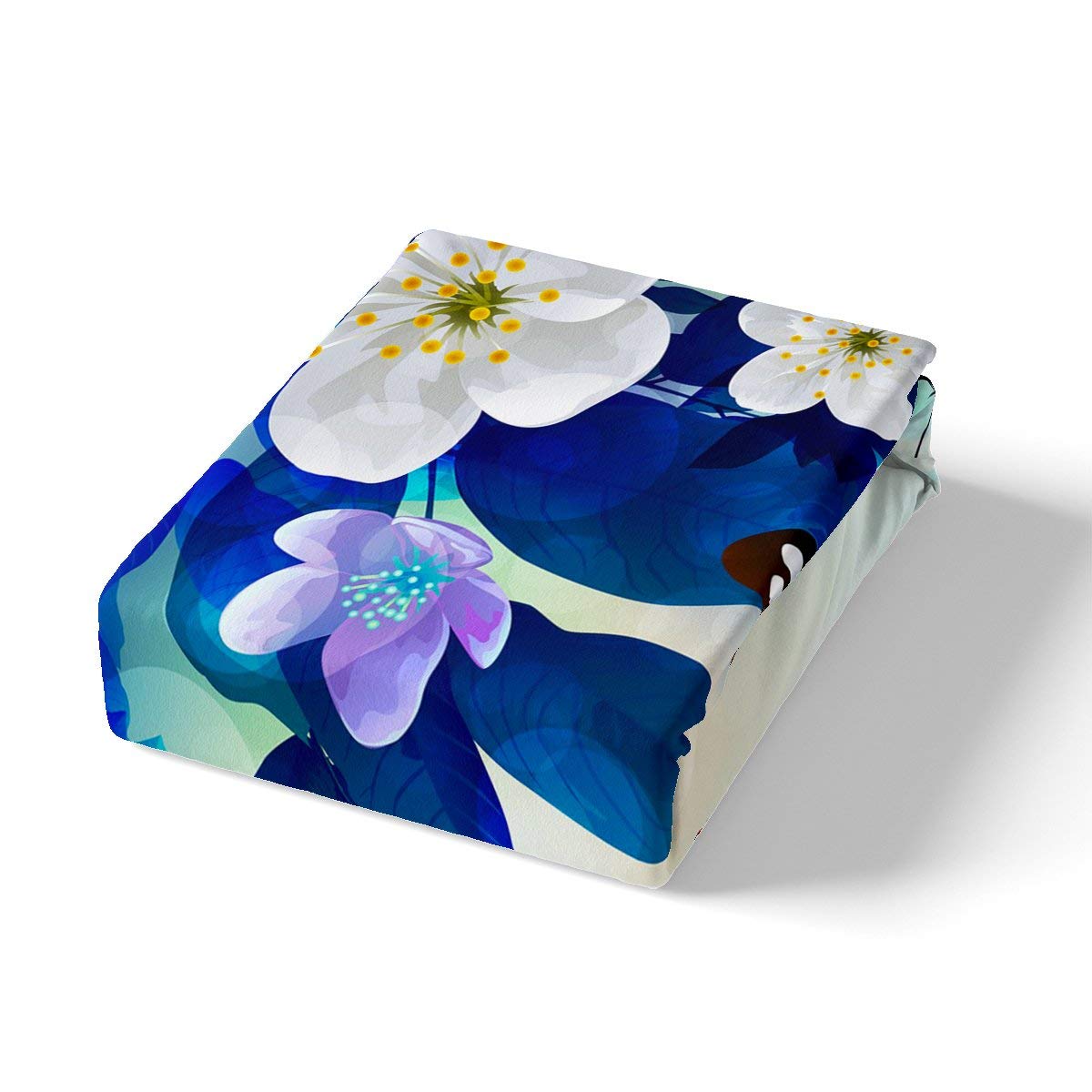 Erosebridal Cherry Blossom Comforter Cover Butterfly Bedding Set Blue Purple Flower Duvet Cover Garden Botanical Romantic Warm Style Quilt Cover for Kid Girl, Purple 3 Pcs Queen Size