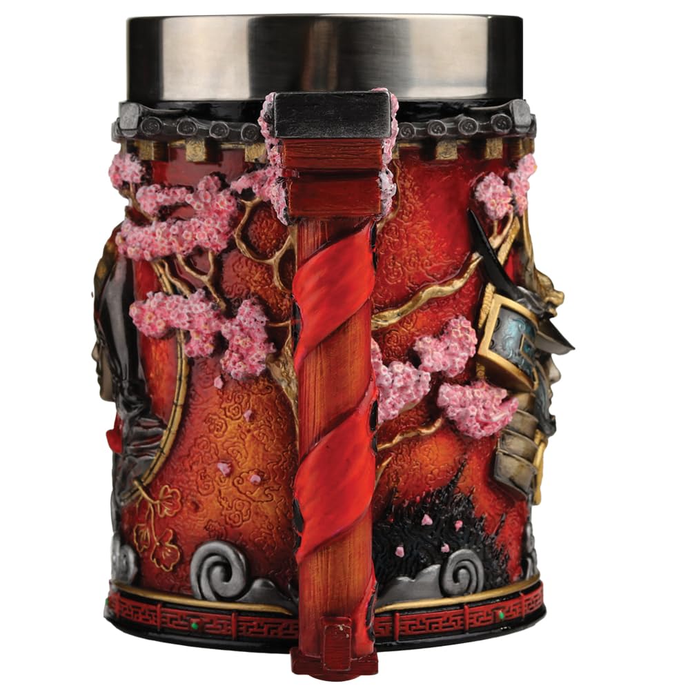 Nemesis Now Assassin's Creed Shadows - Boccale da birra in resina, arancione, ufficiale Assassin's Creed, inserto rimovibile in acciaio inossidabile, fuso in resina di alta qualità, sapientemente