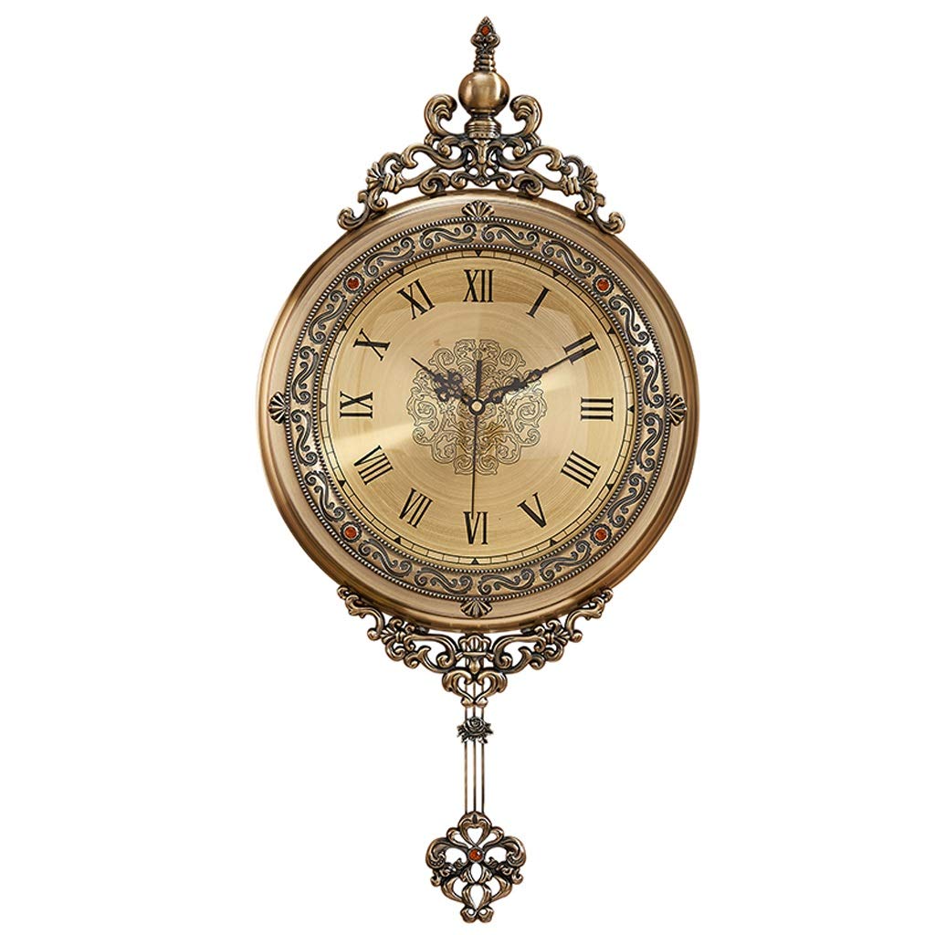 wall clocks for bedroom 64cm Large Metal Swing Wall Clock, Antique Vintage Retro Home Hotel Bar Office Wall Clock with Roman Numerals Living room wall clocks (Color : Bronze, Size : 20inch) Decoration