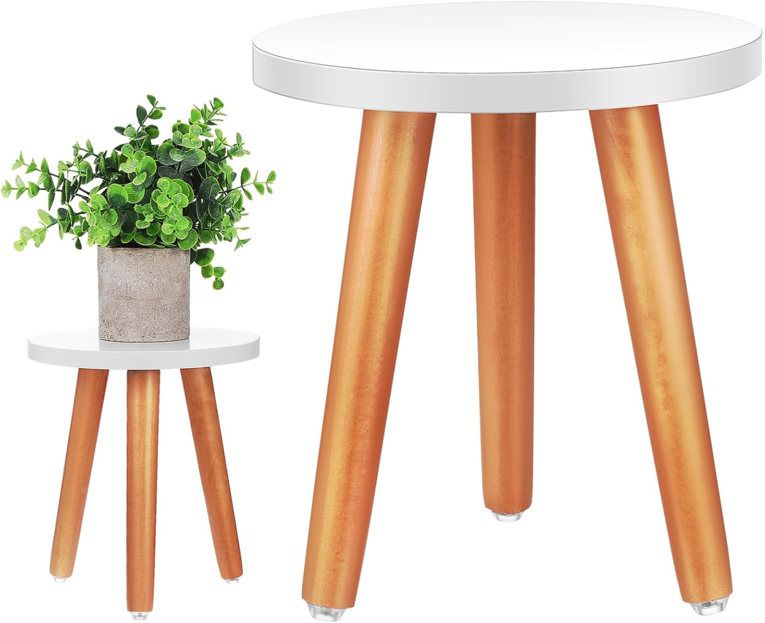 2pcs Farmhouse Style Plant Stand Stools Wood Plant Stands Indoor Small Stool for Home Decor