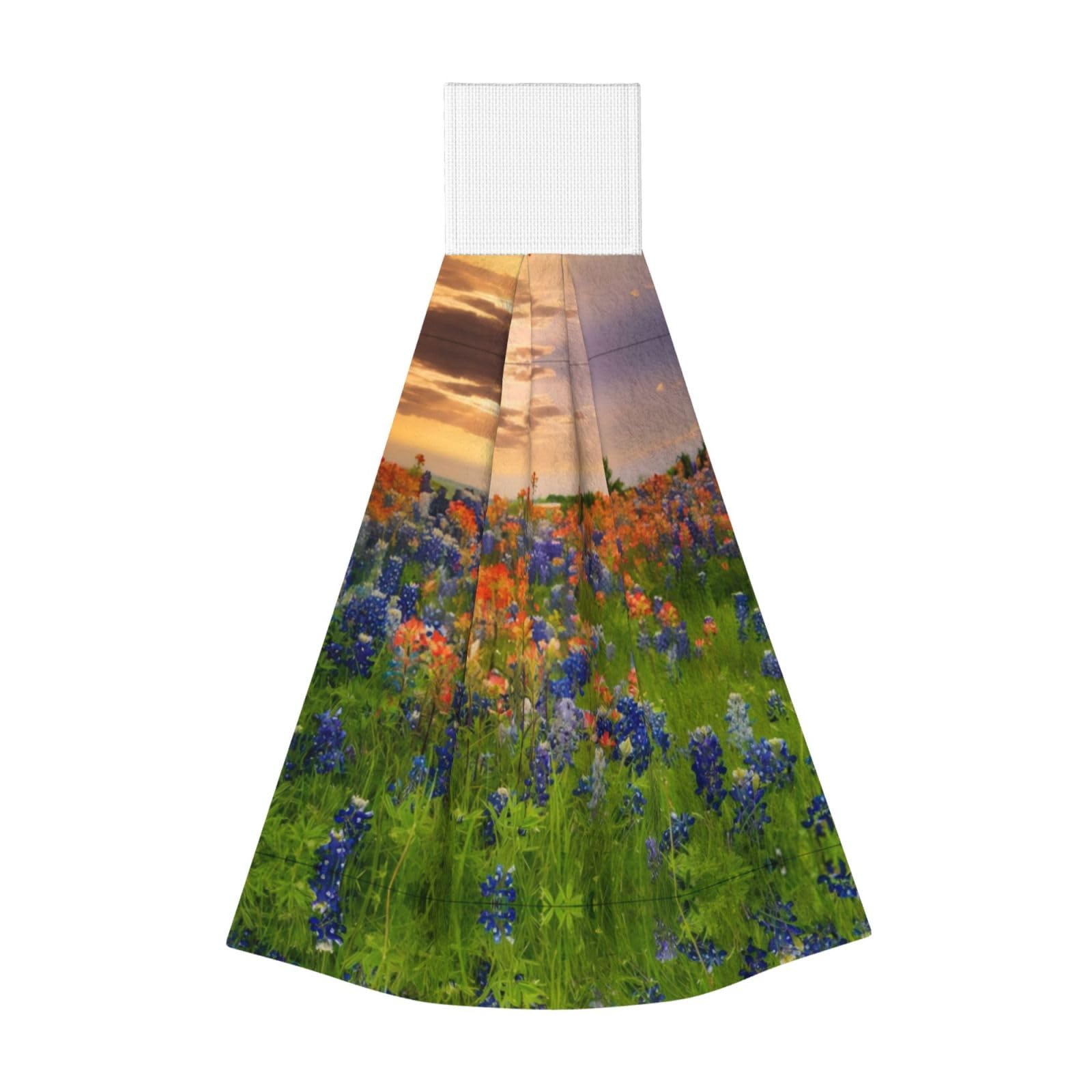 ZQYTGFDC Texas Bluebonnets Scenery Highly Absorbent Dish Towels Soft Coral Fleece Wipe