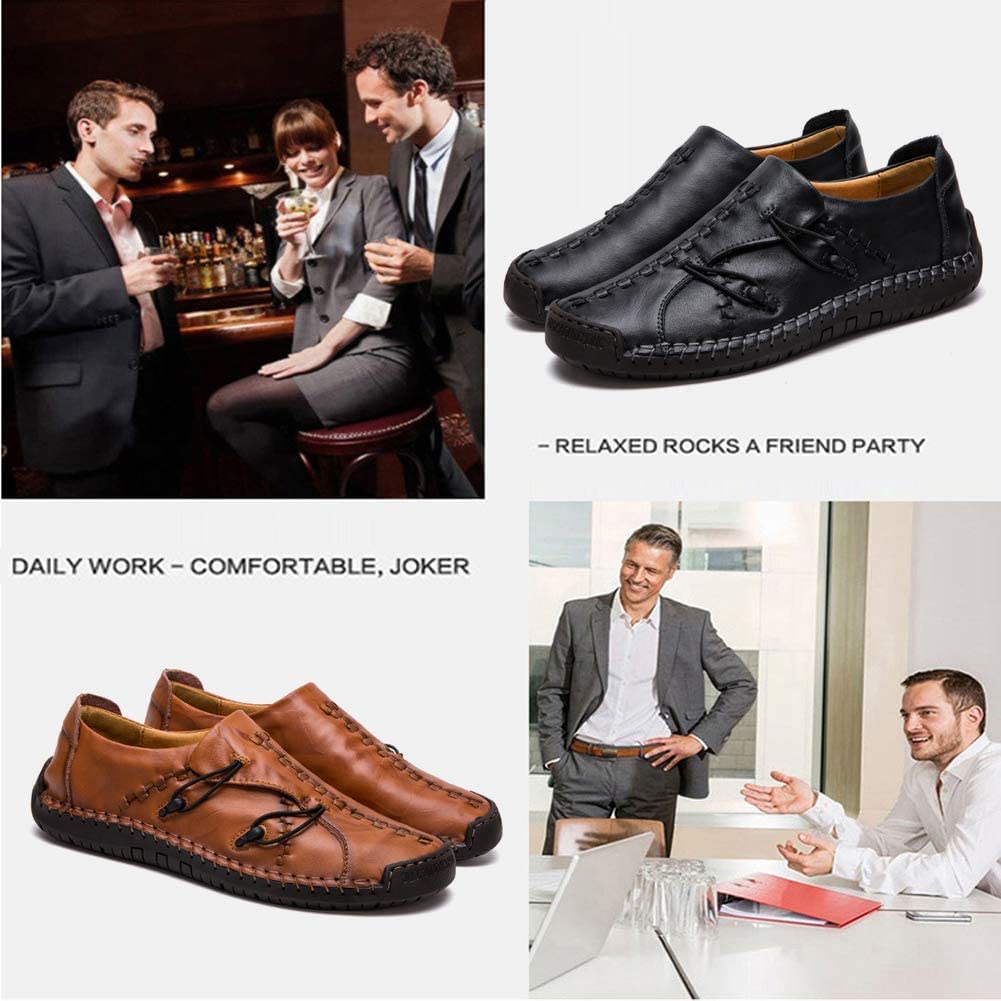 Verano Zapatillas sin Cordones Hombre Cuero Zapatos Caballero Casuales Oficina Ligeras Mocasines Ponerse Barco Vestido Formal