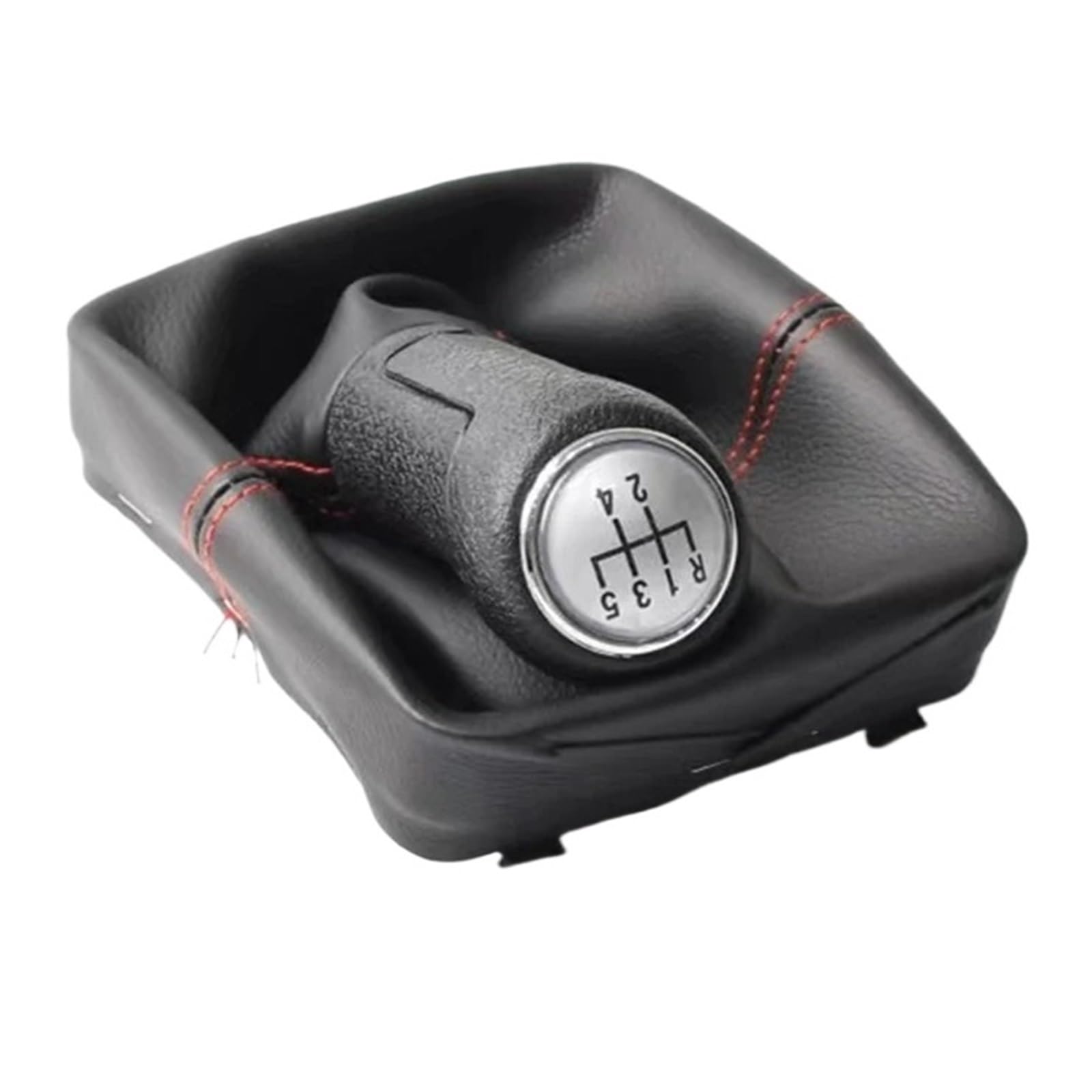SAUANMNKTP Gearshift Knob for VW for Polo 9N 9N2 2002-2009 5 Speed Gear Shift Knob Manual Lever Gaiter Leather(D 5 Speed)