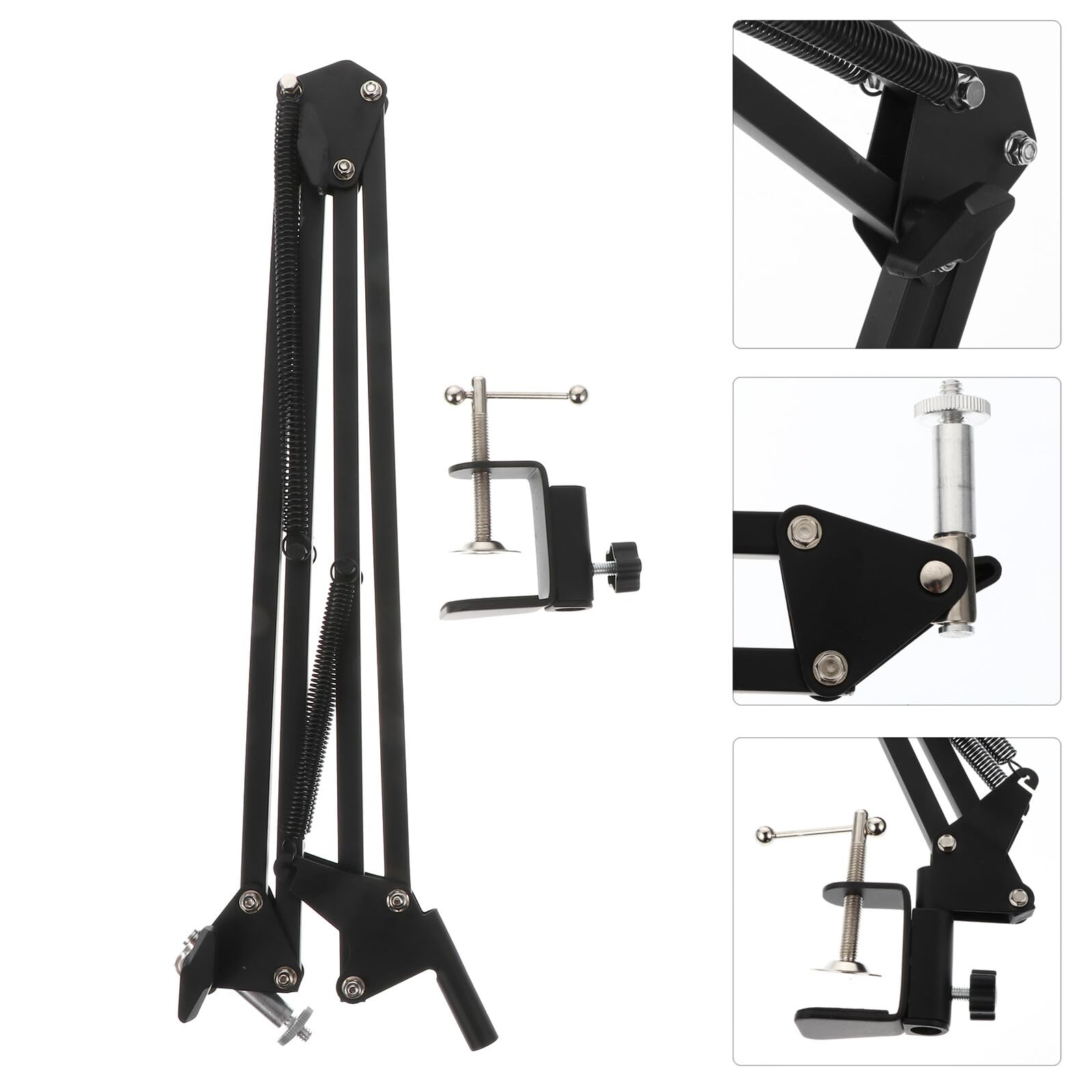 Support de Webcam Métallique Pince de Bureau, Bras Articulé Réglable 1/4 pour Fixation Caméra, Angle et Hauteur Ajustables, Utilisation Polyvalente pour Streaming