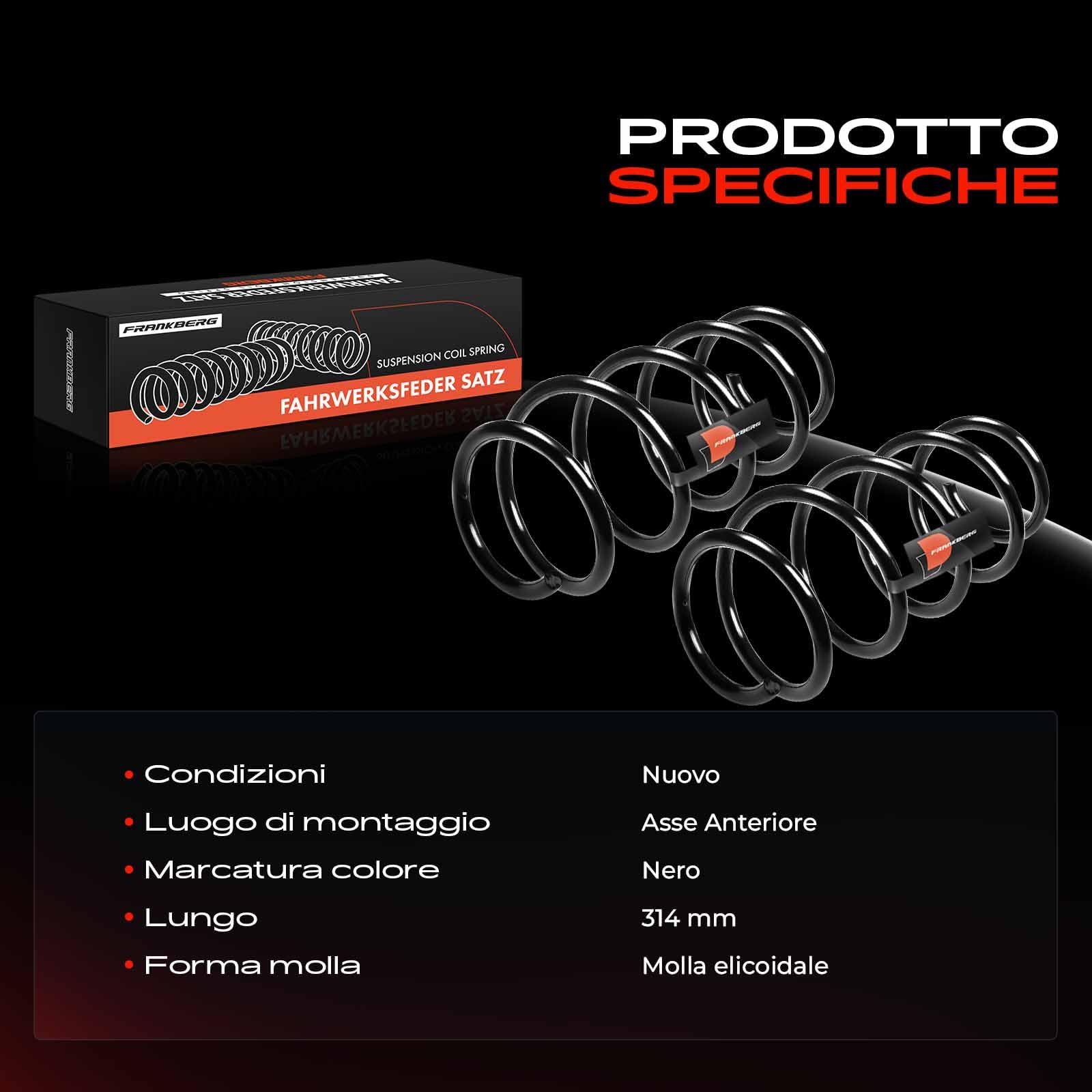 Frankberg 2x Molle autotelaio Molle sospensioni Compatibile con Corsa C X01 Corsa C Furgone/Compatto X01 Corsa MK II (C) X01 Corsavan MK II (C) Furgone/Compatto X01 Replace# 9195993