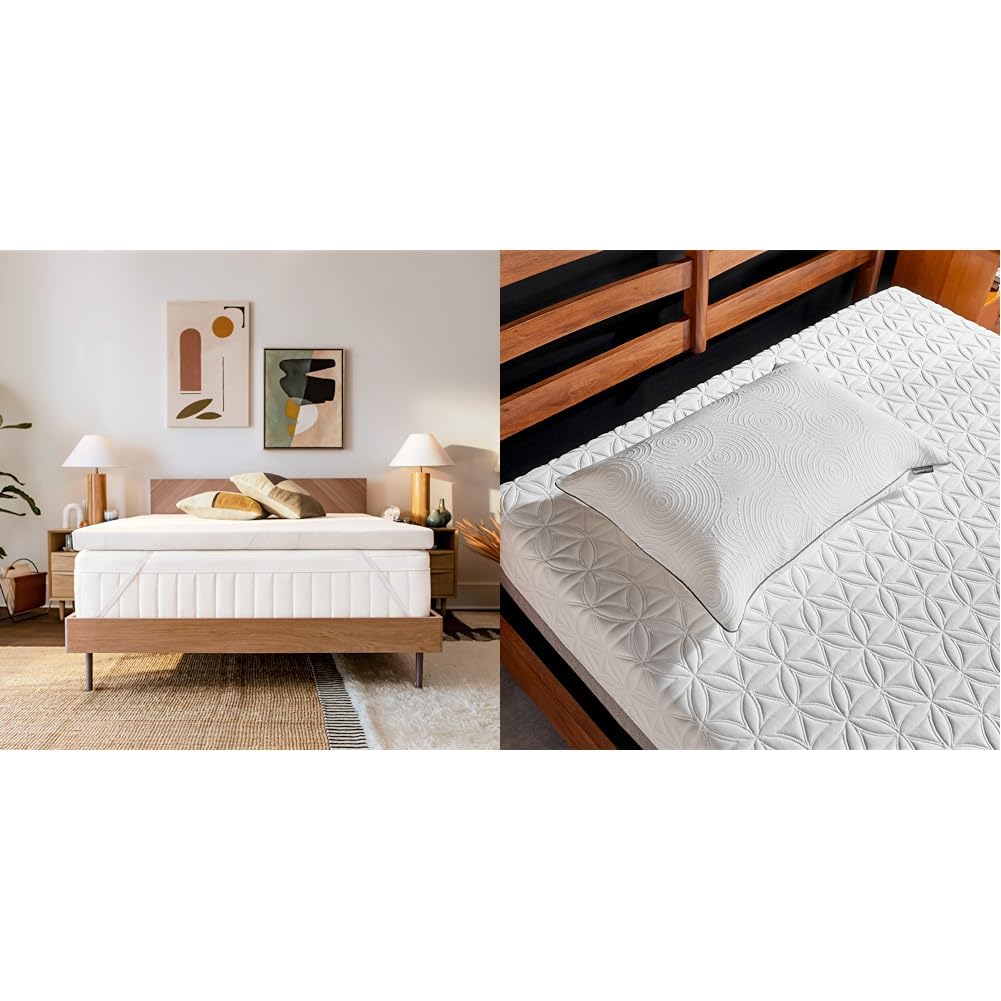 TEMPUR-Adapt Supreme 3 Memory Foam Mattress Topper Queen White TEMPUR-Protect Pillow Protector Queen - 28 5 x 20
