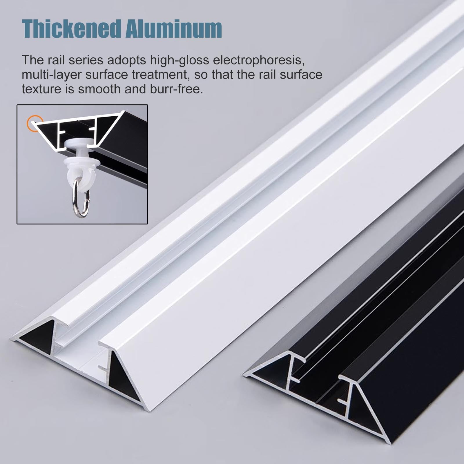 Aluminium-Schiebesystem zur Deckenmontage, für Raumteiler, 2 x 10 m Sichtschutzschienen und Beschläge, perfekt für gewerbliche Räume, Erkerfenster und Badezimmer, Weiß