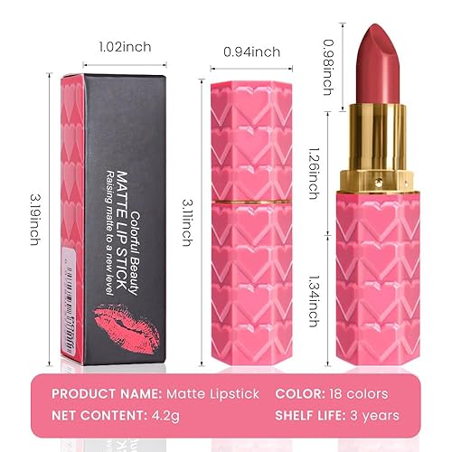 Vista 124 de evpct Juego de 1 lápiz labial líquido mate nude para mujer, peonía, flor, marrón, rosa, mate, larga duración, permanente, 24 horas, lápiz labial