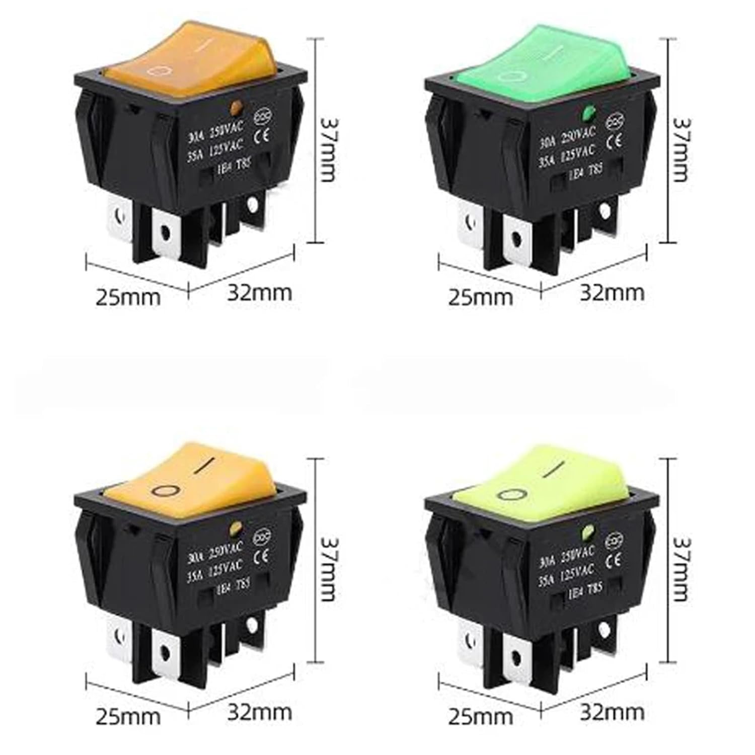 40A 250V AC High Current ON/Off Eelding Machine KCD4 Silver Point Rocker Power Button Switches 1Pcs(2Position 4PIN Black)
