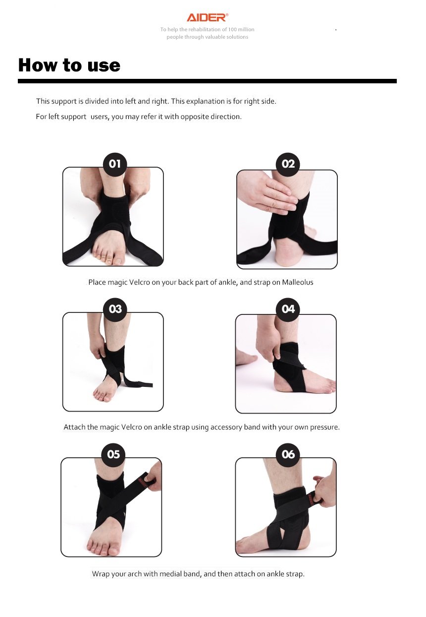 Aider Ankle Support Brace - For Injured Ankle Protection and Sprain Support, Plantar fasciitis, Athletics, Injury Recovery, Joint Pain (Right)