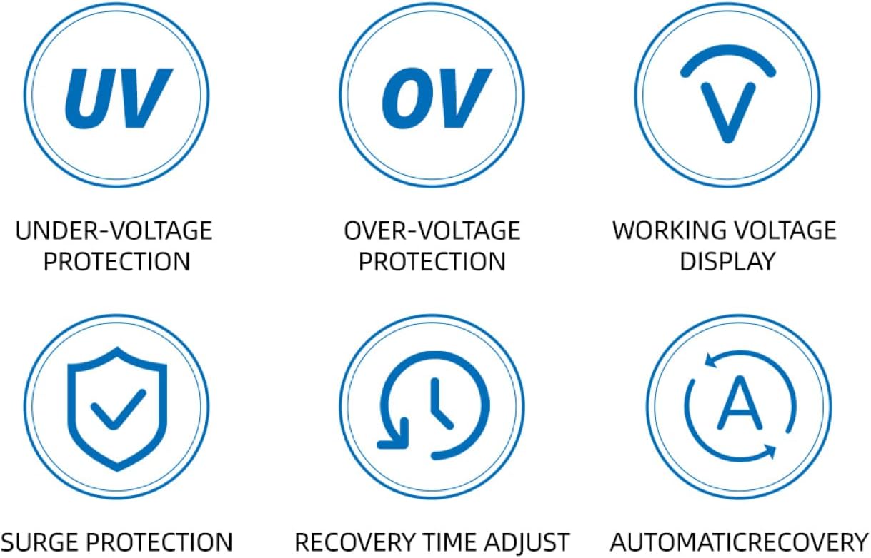 Automatic Voltage Protector Socket Ac 220v 16a Adjustable Power Surge Protector Universal/Us/EU/UK Plug Voltage Safe Protector with Display Screen (UK No Display)