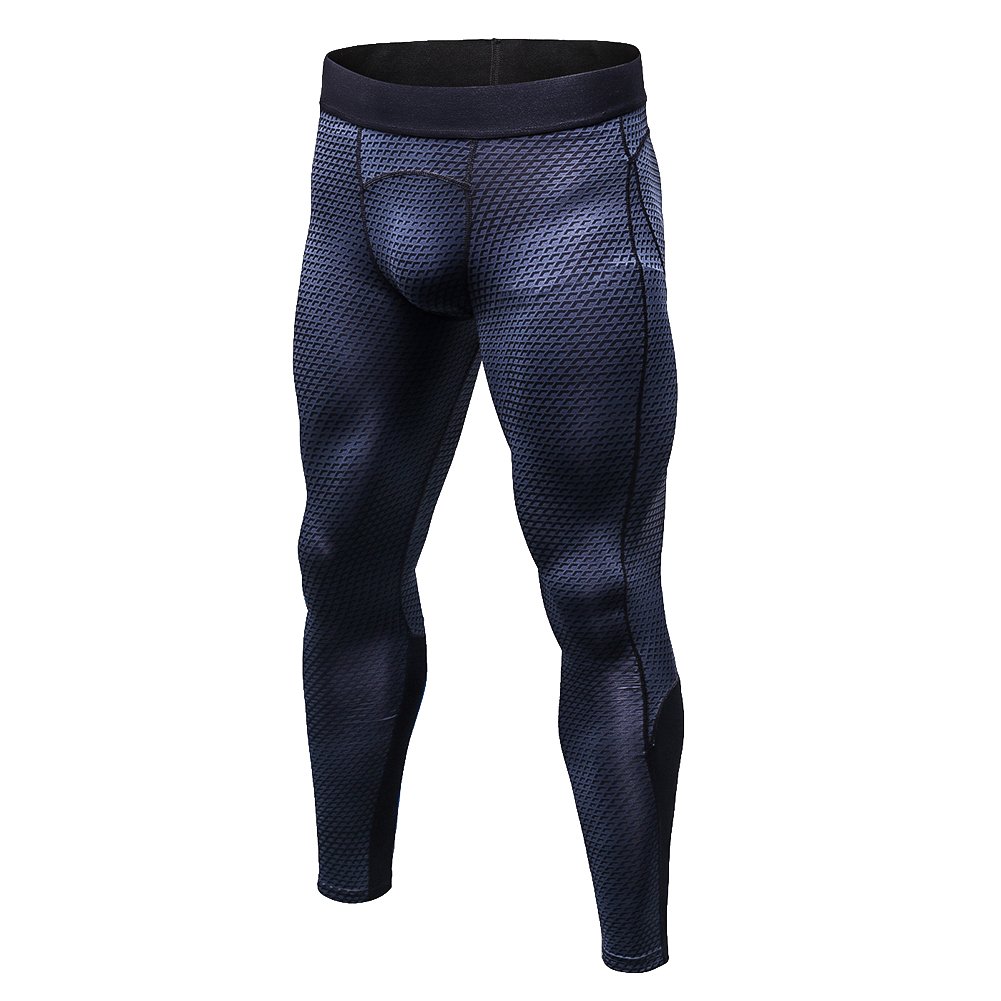 BmeigoMen Workout Leggings 3D Running Gym Exercise Compression Tights Sport Pants