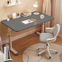 80 x 60 cm Mesa Elevatória Manual com Altura Ajustável de 63 a 90cm - Mesa para Estudo com Tapete para Mouse, Trabalho, Escritório e Lazer, Cinza