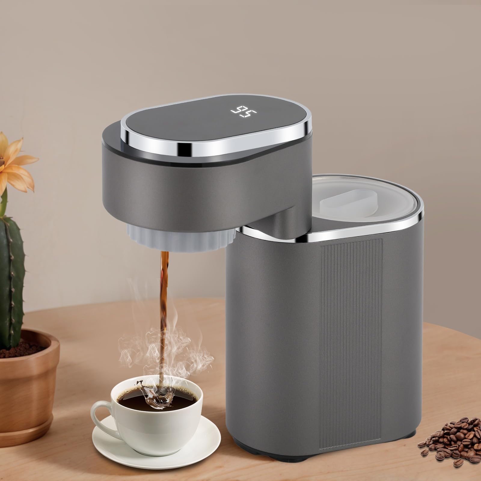 Mini machine à café électrique portable avec pré-trempage à basse pression et réservoir d'eau de 150 ml, machine à expresso 600 W pour la maison, le bureau, le camping, la voiture, les