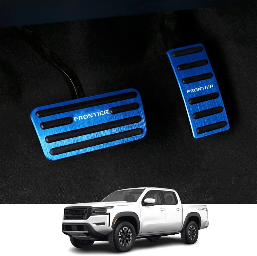 Kakash Custom Interior Accessories for Nissan Frontier 2022 2023 Aluminium Alloy Gas Accelerator Pedal Covers,Anti-Slip No Drilling Brake Foot Pedal Pads 2 Pieces/Set(Blue)