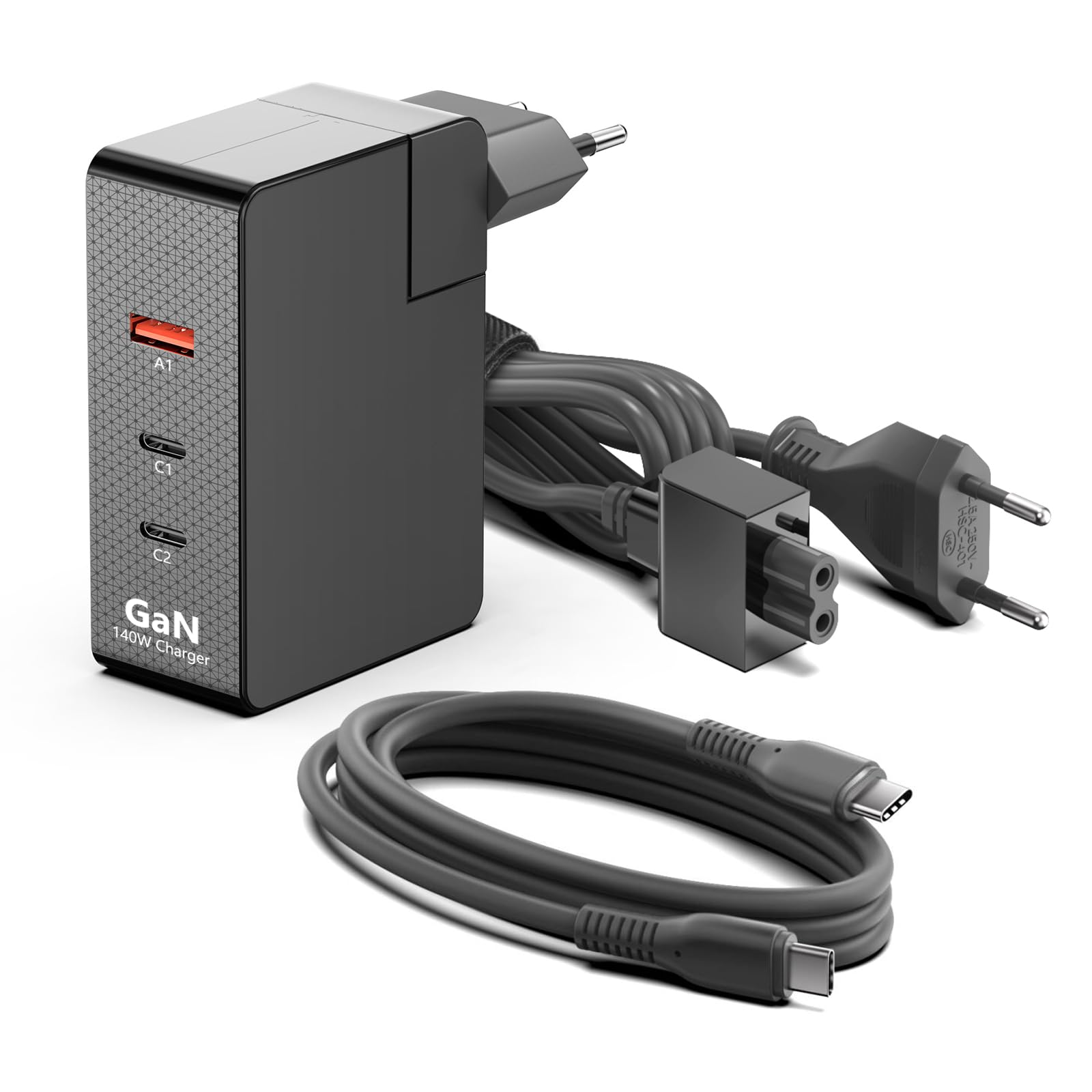 KFD Caricatore USB C da 140 W, PD3.1 GaN, compatibile con MacBook Pro 16, Lenovo Legion, Asus Tuf, MSI Titan HP Omen Dell Alienware Alimentatore GaN Tech 140 W USB Type C caricatore rapido 2.0