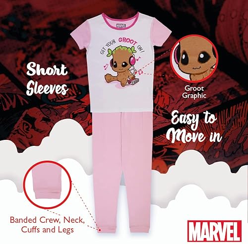 Miniatura 4 de Marvel Girls' Black Panther Wakanda Forever Groot 2-Piece Snug-fit Cotton Pajamas Set