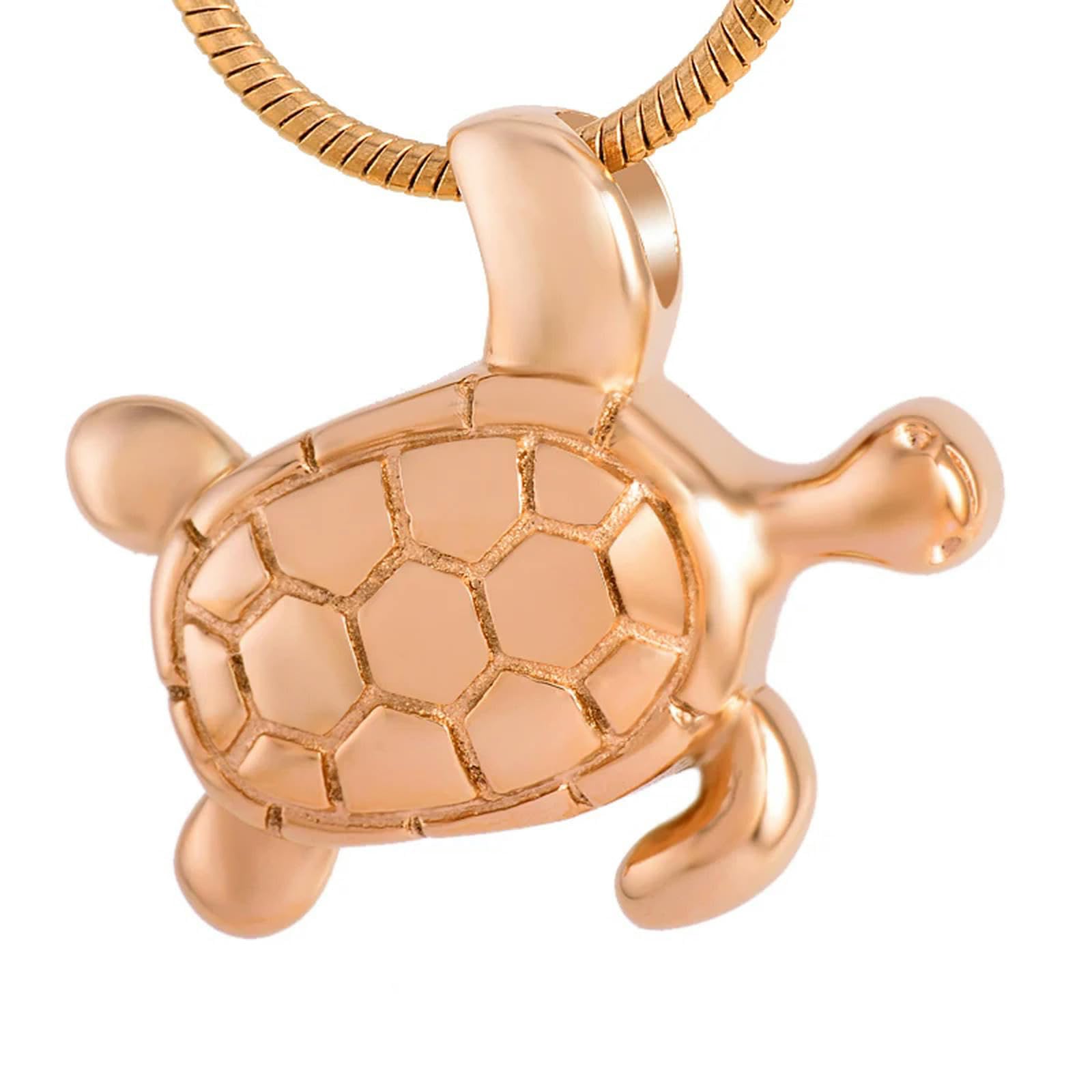 Collier commémoratif tortue or rose pour garder votre animal près du cœur