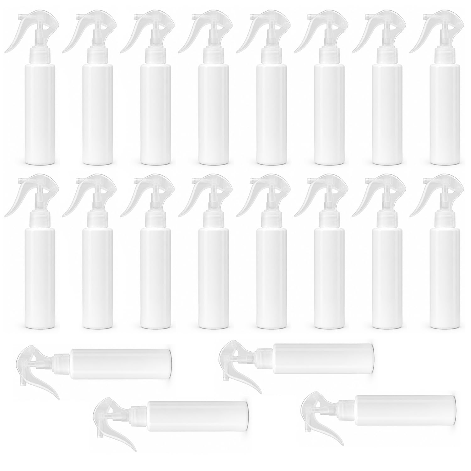 White Leaf 100ml Empty Plastic Fine Mist Spray Bottle with Transparent Trigger Sprayer, Refillable Multipurpose Spray Bottle for Cleaning, Hair, Plants, Sanitizer, Beauty & Home Use (Pack of 20)-picture-45