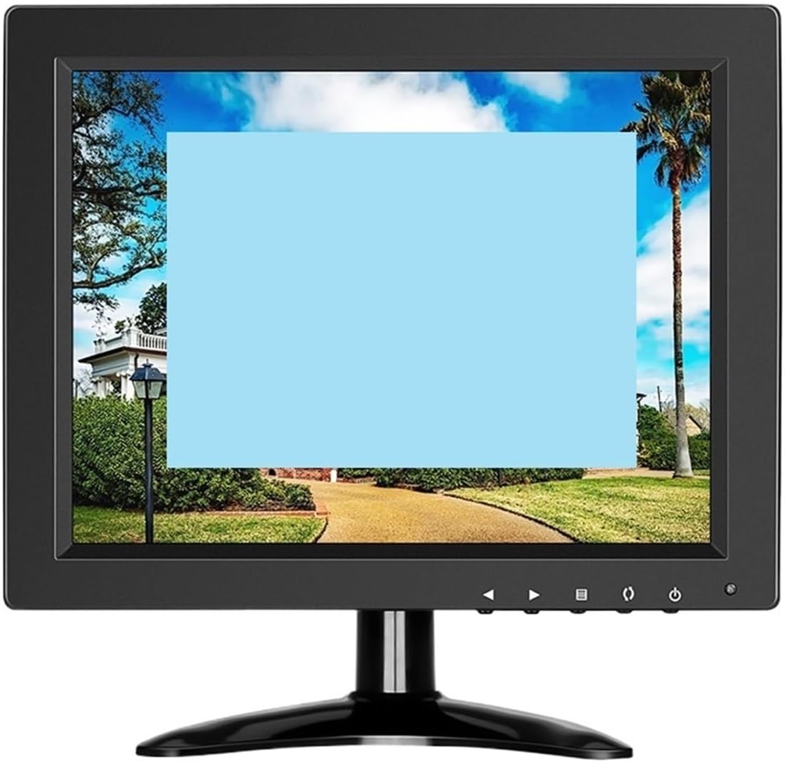 10 inch Security CCTV Monitor Small Portable HDMI LCD Monitor IPS HD 1024x768 4:3 with BNC HDMI VGA AV Input for PC Raspbe(EU Plug)