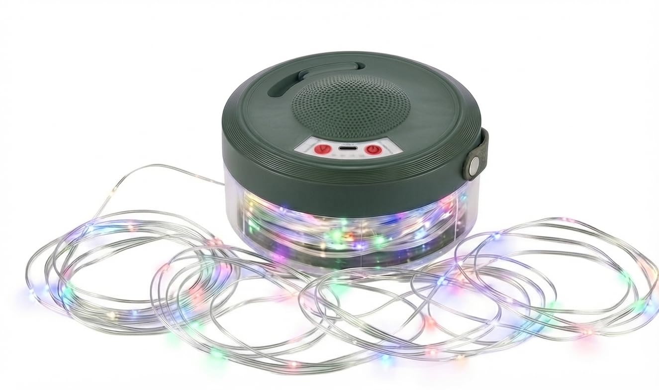 camping lantern with bluetooth speaker, rgb led, type-c rechargeable, portable with lanyard, rgb multicolour light, wireless bluetooth, outdoor camping, usb type-c charging