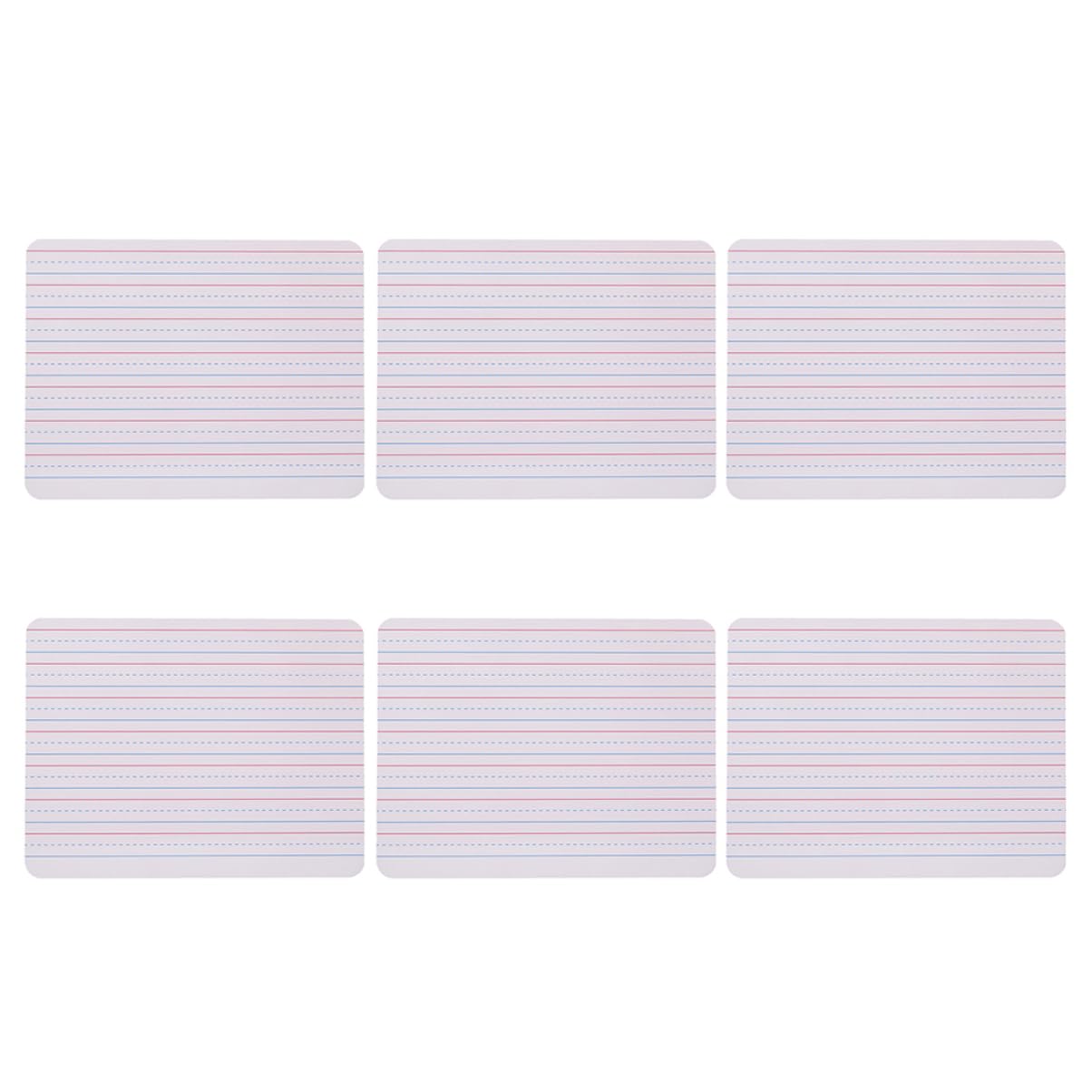 Tableau Blanc à Lignes Horizontales 6 Pièces en Bois Blanc, Double Face