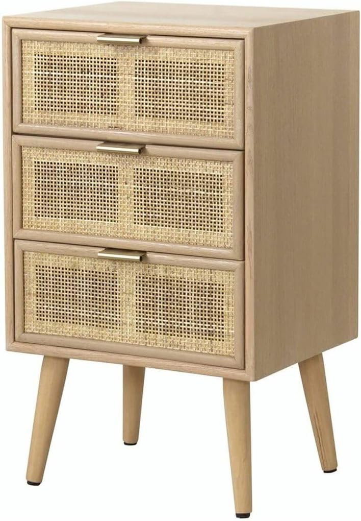 Commode 3 Tiroirs Calicosy Cannage Rotin - L42 X P36,5 X H71 Cm Style Moderne