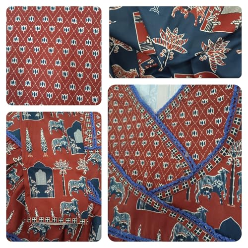 Image of Leriya Fashion Kurta Sets for Woman | Printed Jaipuri Ajrakh Kurta Set With Dupatta for Women | Kurti Set for Woman | Anarkali Suit for Women | Traditional Anarkali Salwar Suit for Party Outfits Kurtis