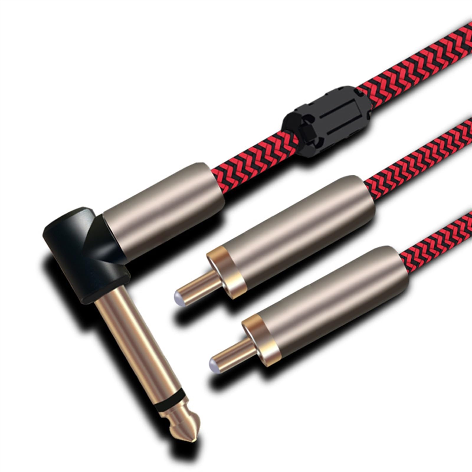 akcesoria do gitary Kąt Kabla Audio MONO Jack 1/4 "6.35mm Do Podwójnego RCA Na Gitarę Elektryczne Organy TS Jack Kabel Splittera (Color : 2meter)