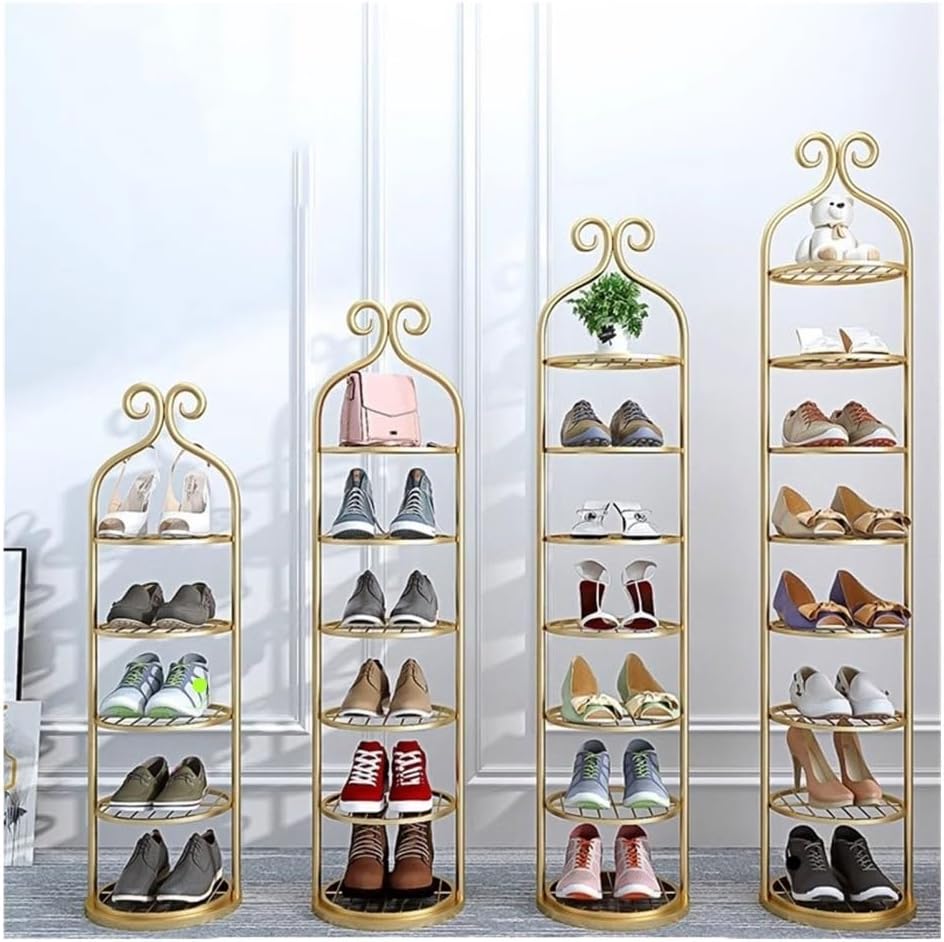 Shoe Cabinet Simple Shoe Rack Small Narrow Doorway Home Economy Iron Cabinet(White,130CM)