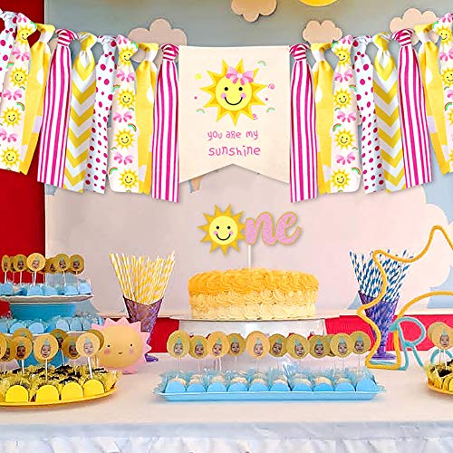 Pratyus You're My Sunshine First Birthday Party Decoration With Yellow Birthday Banner And Garland,Baby Crown Hat And Cake Topper For Baby Girl Boy Photo Booth Props #TOP5
