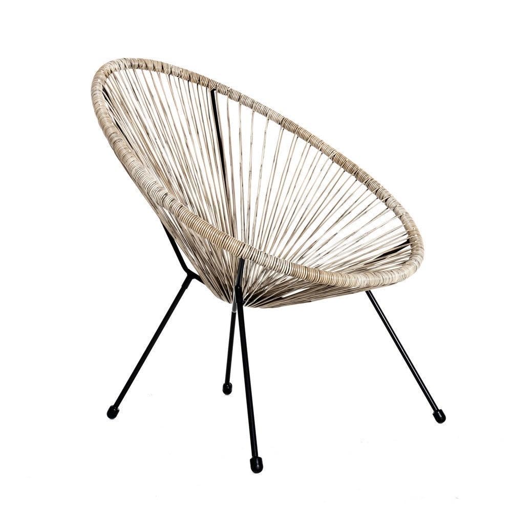 LOLAhome Sillón Acapulco para Jardín, Terraza y Exterior de Metal e Hilos de Polietileno con Topes de Goma, hasta 120kg, Interior/Exterior, 733403