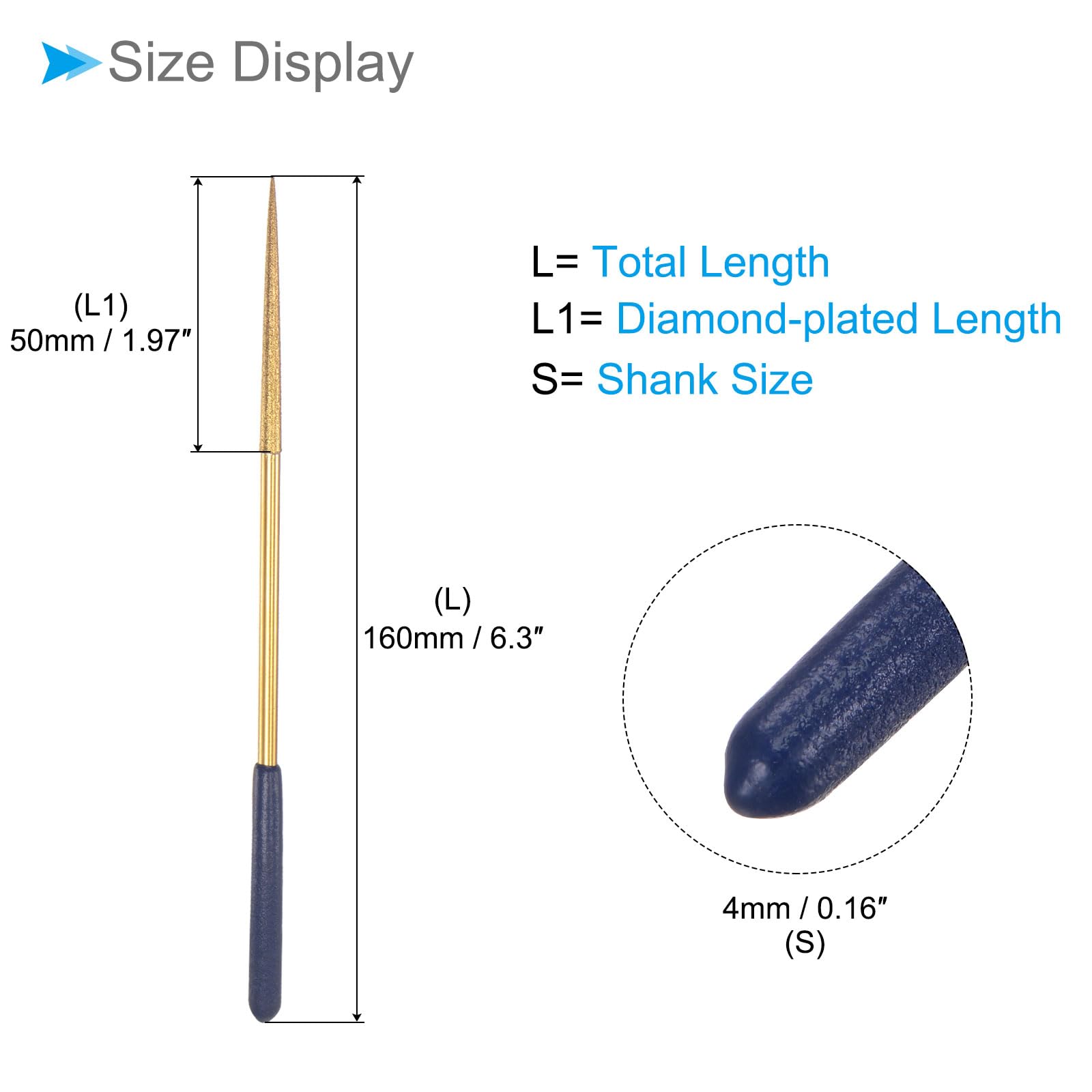 CoCud Diamond Coated Needle File,, 4x160mm - Image 2