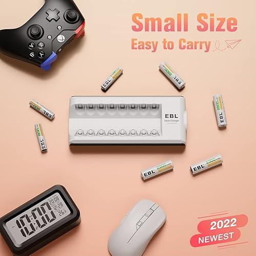 Miniatura 7 de Cargador de baterías AAA y AA y de baterías recargables AAA Ni-MH 1100mAh 16 unidades con estuches para pilas de EBL