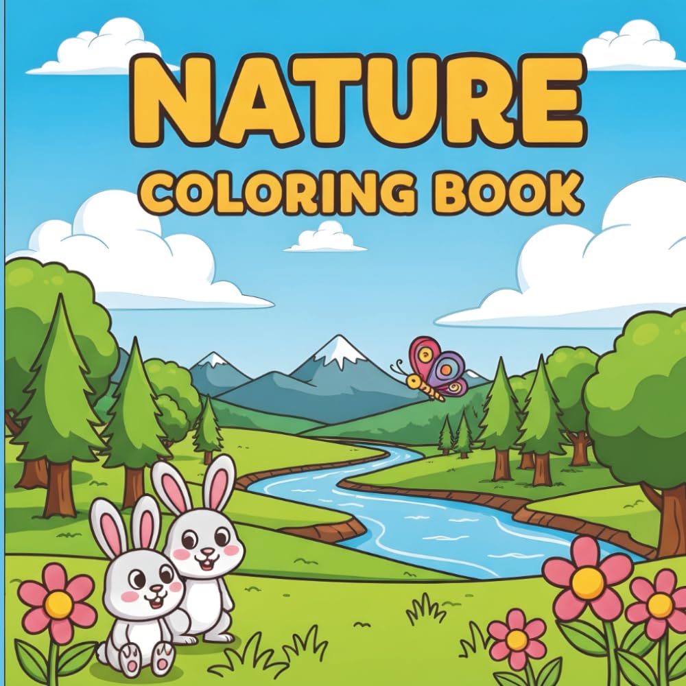 Nature Coloring Book for Kids: 40+ Easy Nature Landscapes with Animals, Forests, and Mountains | Bold and Simple Illustrations for Toddlers and Kids Ages 4-8