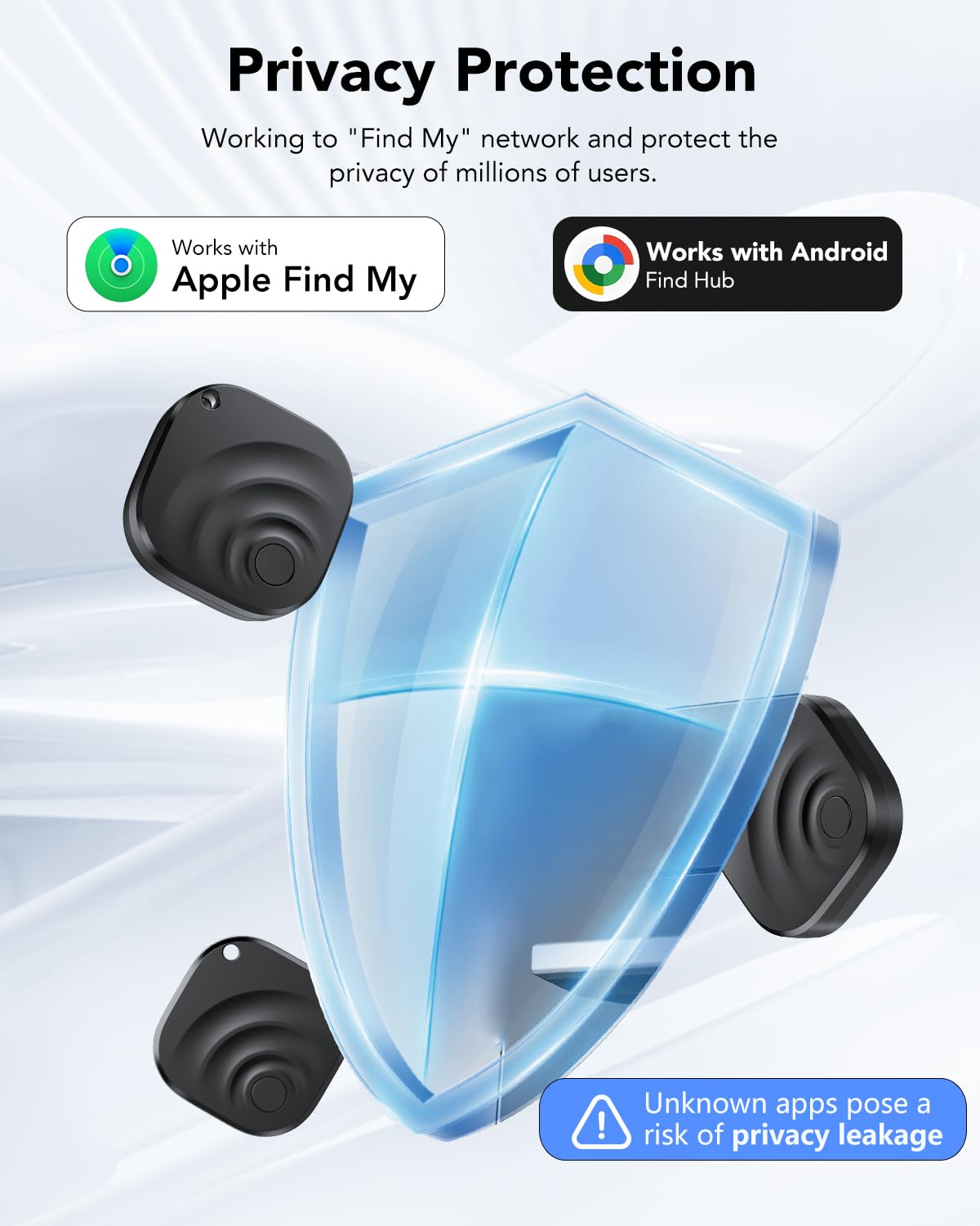 4 Pack Dual System Air Tracker Tag per iOS e Android Localizzatore Bluetooth Smart Tags compatibile con Apple Find My (iOS) e Google Find Hub (Android) per chiavi, bagagli, portafogli, veicoli