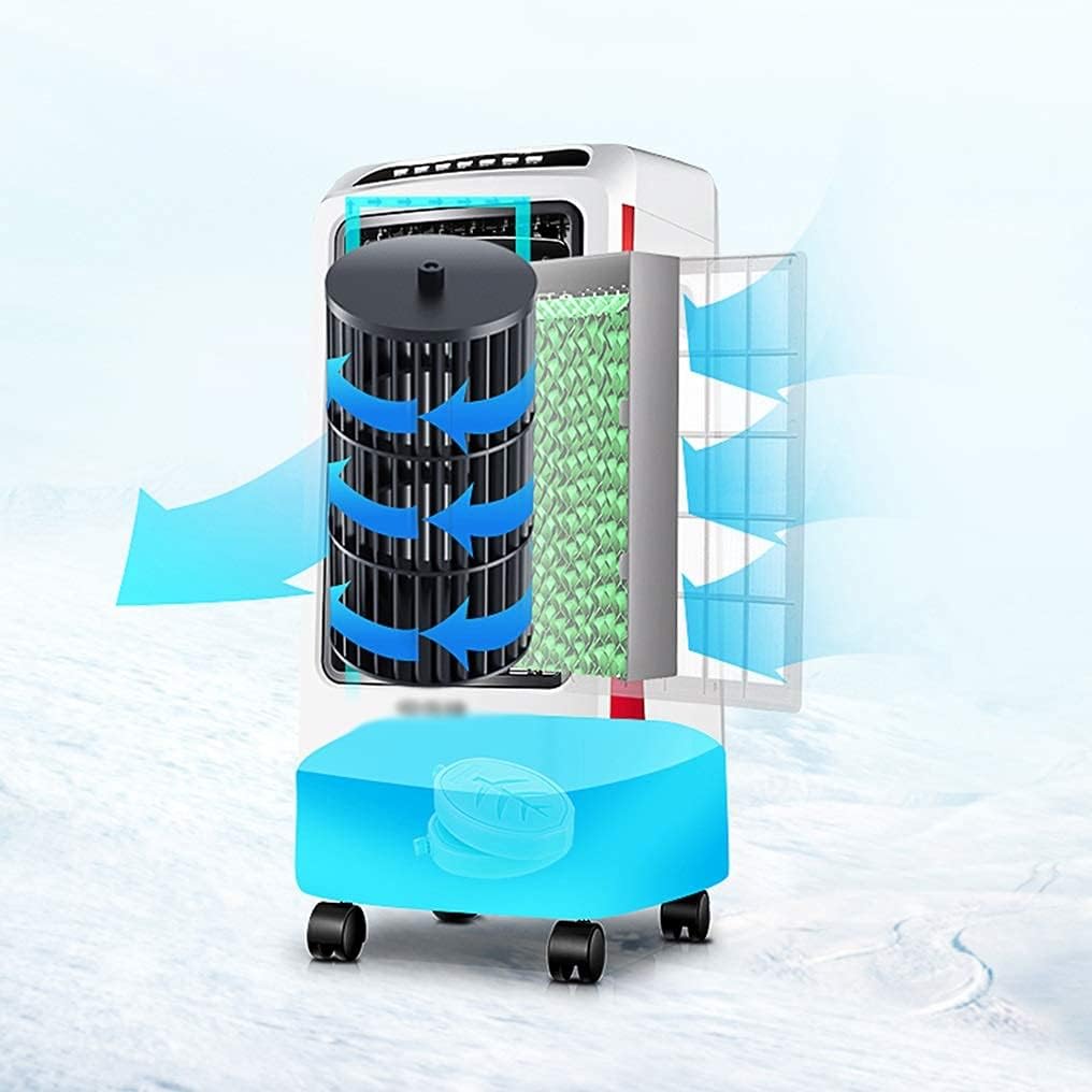 Evaporative Cooler, Portable Air Conditioner with Remote Control and Air Purification Humidifier 3 Fan Speeds with Oscillation Function for Home or Office